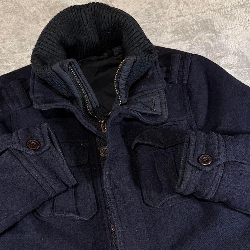 Y2K Vintage Abercrombie & Fitch Wool Blend Military Jacket | Navy | Medium